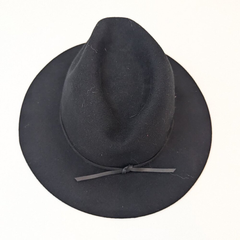 Brixton Wesley Wool Felt Floppy Fedora Hat in Black, Sz L (7.5")